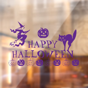 Autocollant Pour Fenêtre Joyeux Halloween violet éffrayant joli décor Maiso
