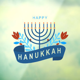 Autocollant Pour Fenêtre Joyeux Hanoukka Décoration Menorah