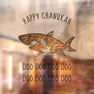 Autocollant Pour Fenêtre Joyeux Hanoukka Latke Shark Doo Doo Clôture de fen