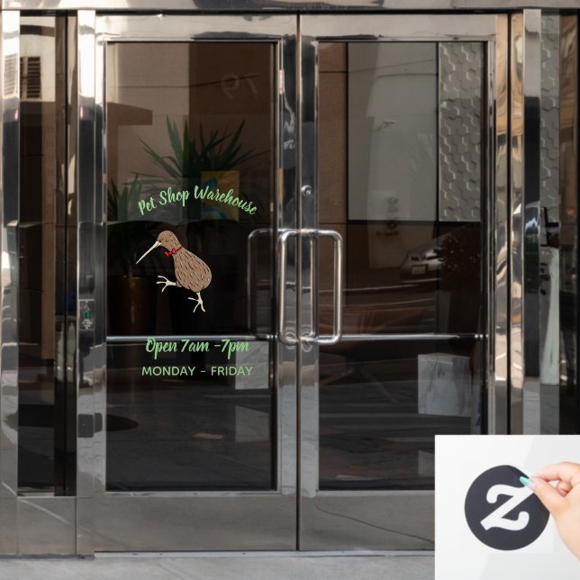 Autocollant Pour Fenêtre Joyeux kiwi de saut avec dessin de cravate arc (Porte de bureau)