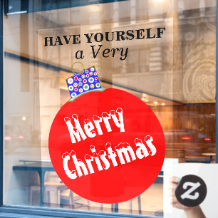 Autocollant Pour Fenêtre Joyeux Noël à la neige blanche rouge