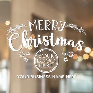 Autocollant Pour Fenêtre Joyeux Noël ajoutez votre logo et le nom de votre 
