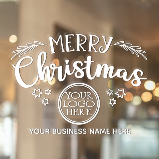 Autocollant Pour Fenêtre Joyeux Noël ajoutez votre logo et votre nom commer (Créateur téléchargé)