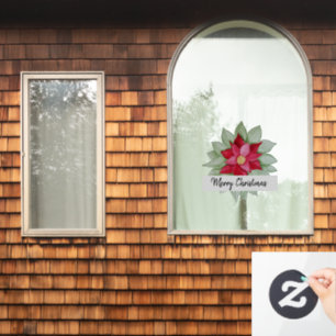 Autocollant Pour Fenêtre Joyeux Noël aquarelle Poinsettia peint à la main