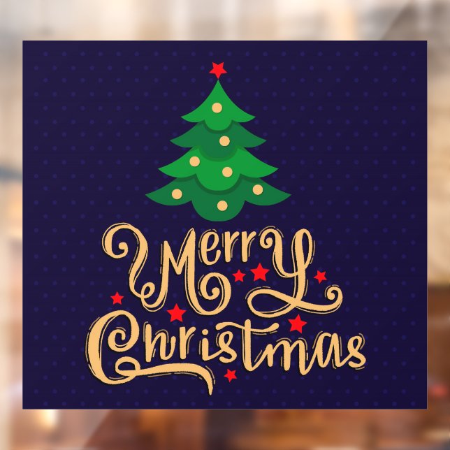 Autocollant Pour Fenêtre Joyeux Noël Arbre de Noël Clôture (Feuille 2)