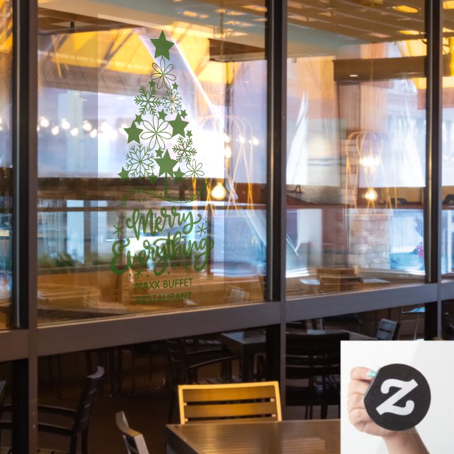 Autocollant Pour Fenêtre Joyeux Noël Arbre Joyeux Tout Personnalisé (Fenêtre du restaurant)