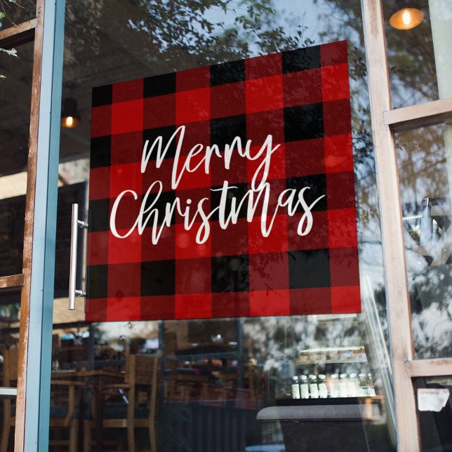 Autocollant Pour Fenêtre Joyeux Noël de Buffalo Rouge moderne (Créateur téléchargé)