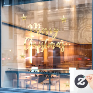 Autocollant Pour Fenêtre Joyeux Noël élégant métallisé or et noir