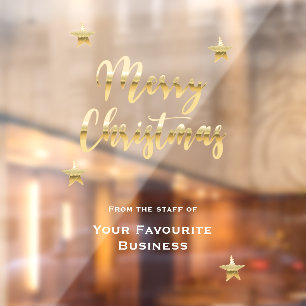 Autocollant Pour Fenêtre Joyeux Noël élégant or métallique blanc