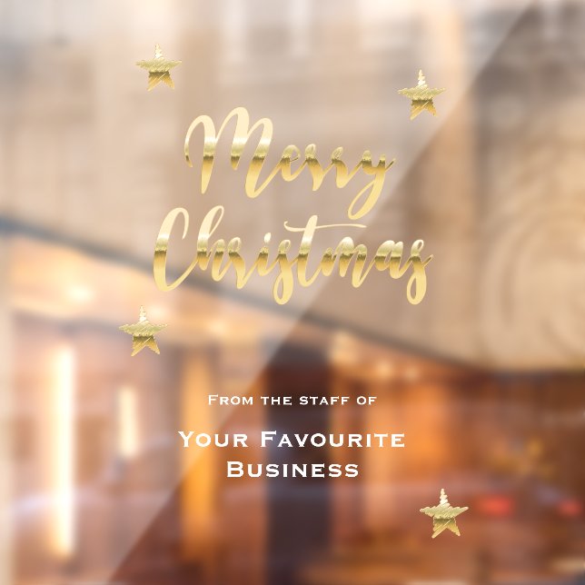 Autocollant Pour Fenêtre Joyeux Noël élégant or métallique blanc (Feuille 2)