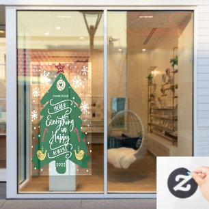 Autocollant Pour Fenêtre Joyeux Noël et Joyeux Nouvel An, hiver