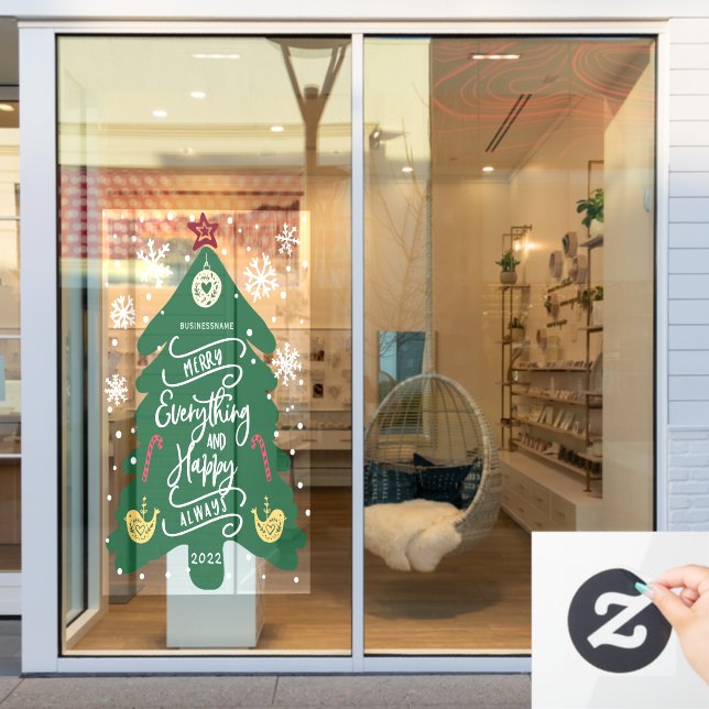 Autocollant Pour Fenêtre Joyeux Noël et Joyeux Nouvel An, hiver (Vitrine du magasin)