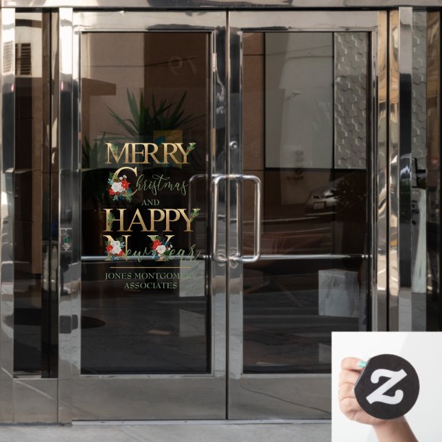 Autocollant Pour Fenêtre Joyeux Noël et Joyeux Nouvel An Personnalisé (Porte de bureau)