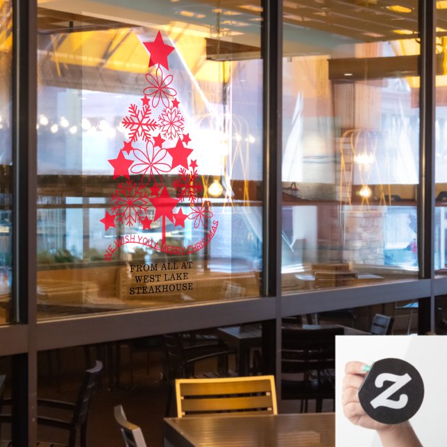 Autocollant Pour Fenêtre Joyeux Noël Festif Arbre Personnalisé (Fenêtre du restaurant)