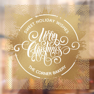 Autocollant Pour Fenêtre Joyeux Noël Gold Faux Foil