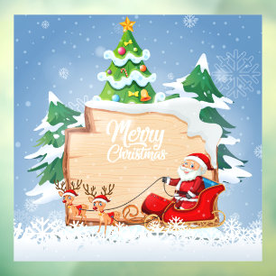 Autocollant Pour Fenêtre Joyeux Noël Père Noël et Reindeer
