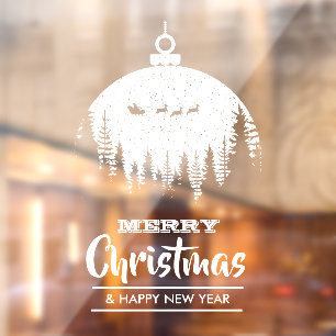 Autocollant Pour Fenêtre Joyeux Noël Père Noël Sleigh Orament Holiday