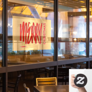 Autocollant Pour Fenêtre Joyeux Noël Rouge Élégant Art Moderne