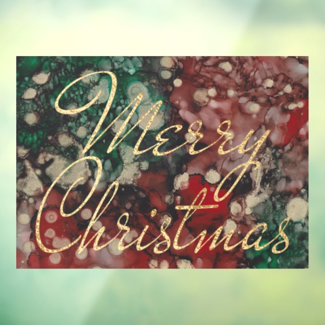 Autocollant Pour Fenêtre Joyeux Noël Rouge Vert Or Clou fenêtre (Feuille 3)