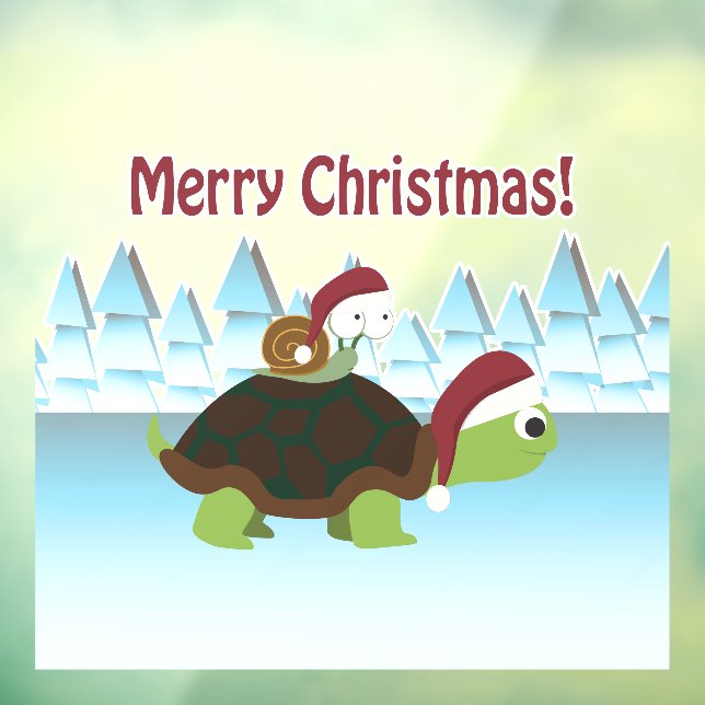Autocollant Pour Fenêtre Joyeux Noël! San Turtle et Père Noël Snail  (Feuille 3)