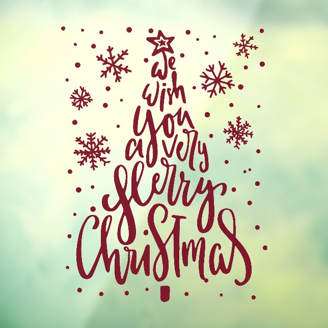 Autocollant Pour Fenêtre Joyeux Noël Snowflakes calligraphie rustique (Feuille 3)