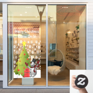 Autocollant Pour Fenêtre Joyeux Noël Snowman Tree Storefront ou Home LG