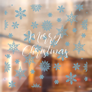 Autocollant Pour Fenêtre Joyeux Noël texte manuscrit flocon de neige