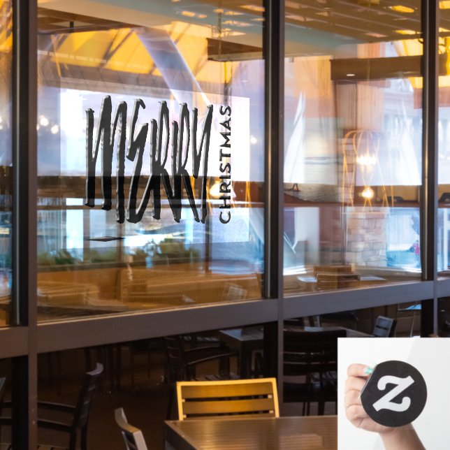 Autocollant Pour Fenêtre Joyeux Noël Vacances Moderne Fenêtre Typographie (Fenêtre du restaurant)
