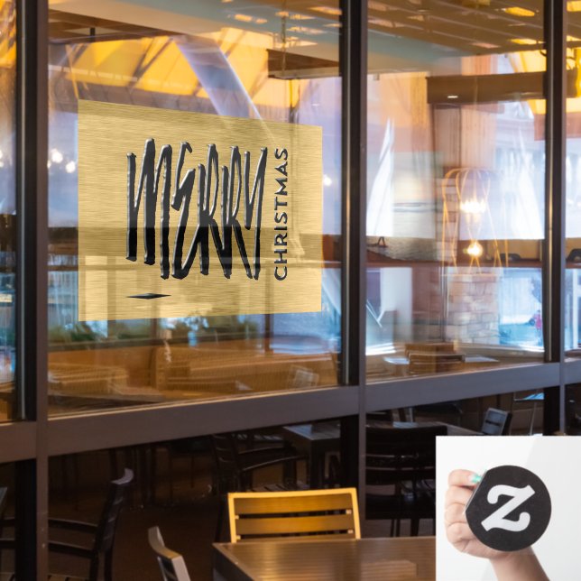 Autocollant Pour Fenêtre Joyeux Noël Vacances Typographie moderne (Fenêtre du restaurant)