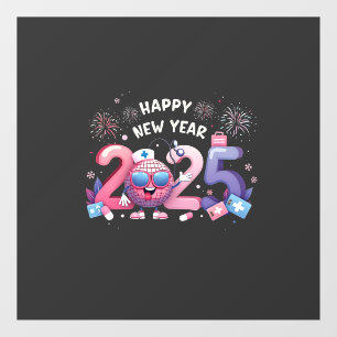 Autocollant Pour Fenêtre Joyeux Nouvel An 2025 Soins infirmiers Disco Ball