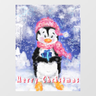 Autocollant Pour Fenêtre Joyeux pingouin - Joyeux Noël - Mignonne - Dessin