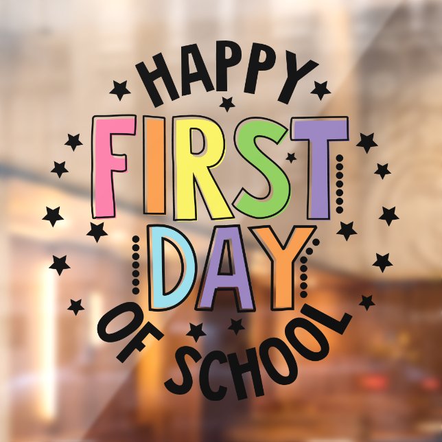 Autocollant Pour Fenêtre Joyeux Premier Jour De L'École Enseignant Éducatio (Feuille 2)