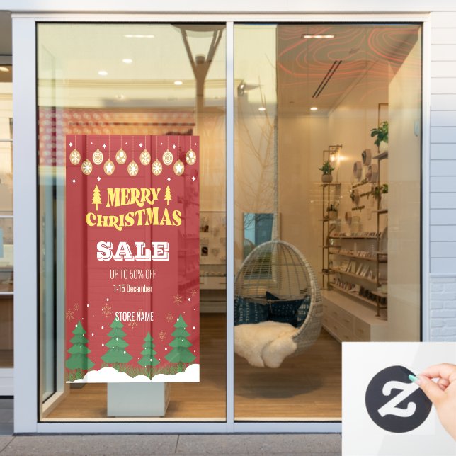 Autocollant Pour Fenêtre Joyeux sapin de Noël 50Vente Vacances (Vitrine du magasin)