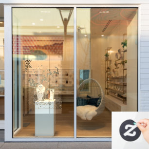 Autocollant Pour Fenêtre Joyeux Snowflakes de Noël en or, Bonne année