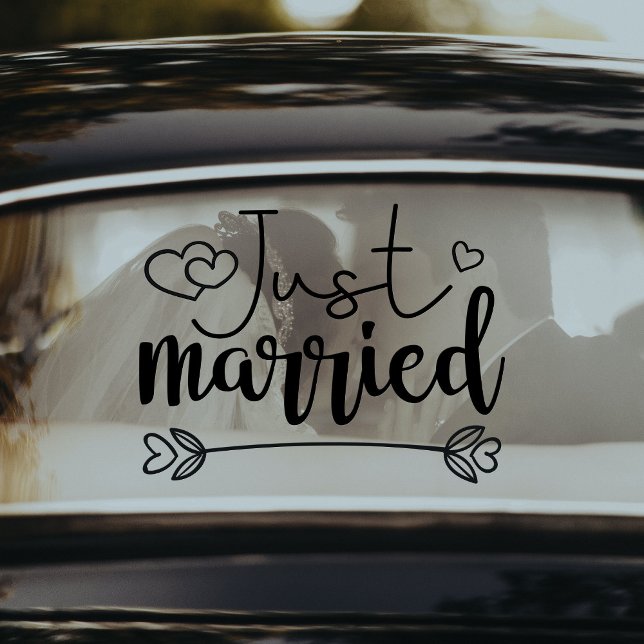 Autocollant Pour Fenêtre Juste marié élégant mariage de script (Créateur téléchargé)