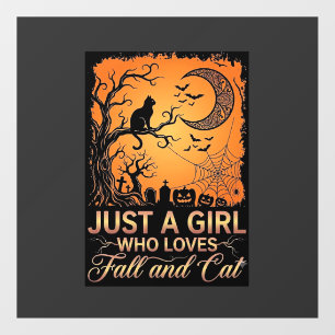 Autocollant Pour Fenêtre Juste une fille qui aime la chatte d'automne Hallo