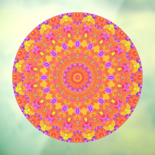 Autocollant Pour Fenêtre Kaleidoscope Abstrait psychédélique coloré