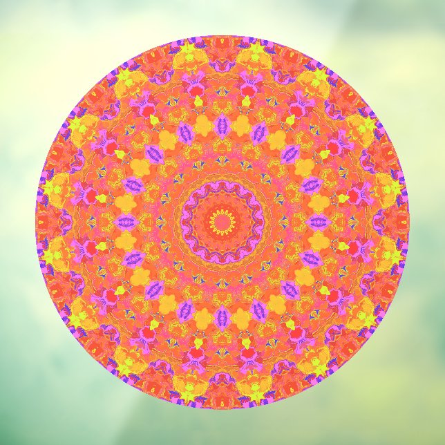 Autocollant Pour Fenêtre Kaleidoscope Abstrait psychédélique coloré (Feuille 3)
