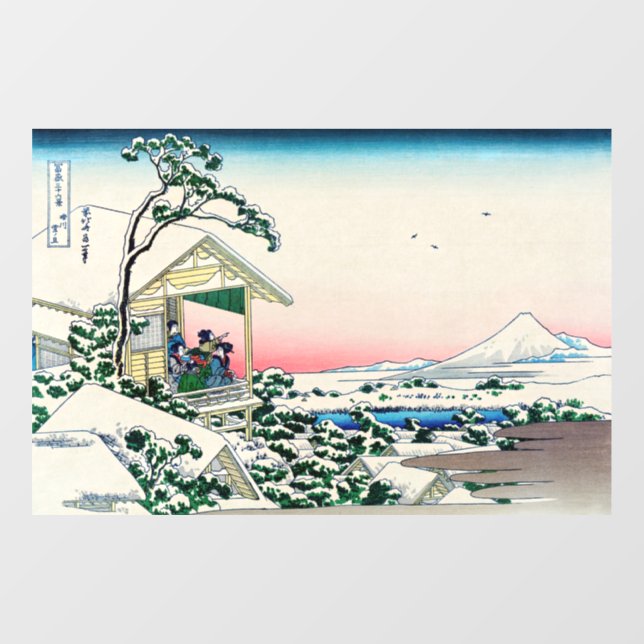 Autocollant Pour Fenêtre Katsushika Hokusai - Maison de thé à Koishikawa (Feuille)