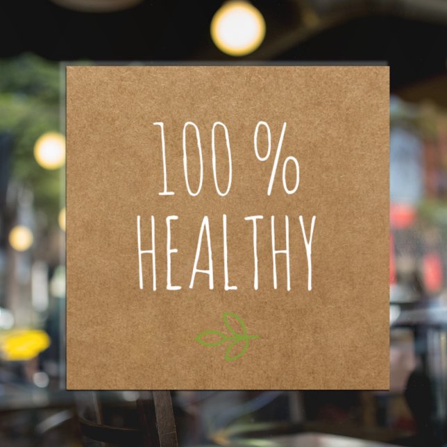 Autocollant Pour Fenêtre Kraft 100 % sain | Nourriture saine | Éco Vert (Créateur téléchargé)