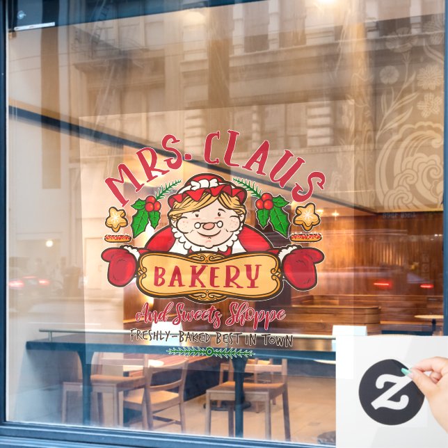 Autocollant Pour Fenêtre La boulangerie de Noël Mme Claus (Fenêtre de café)