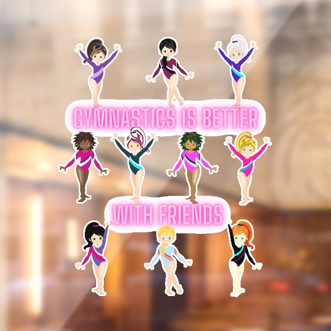 Autocollant Pour Fenêtre La Gymnastique Est Mieux Avec Les Amis (Feuille 2)