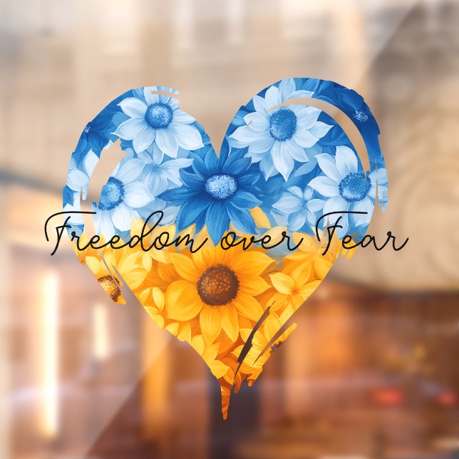 Autocollant Pour Fenêtre La liberté sur la peur Coeur de tournesol (Feuille 2)