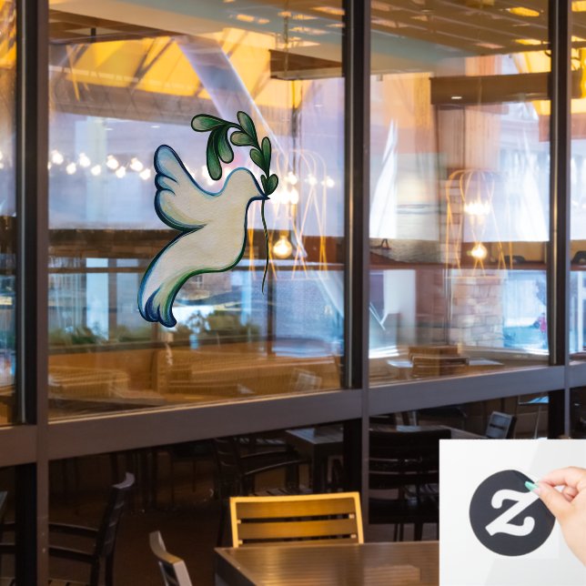 Autocollant Pour Fenêtre La Paix sur Terre La colombe de l'espoir (Fenêtre du restaurant)