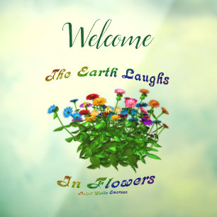 Autocollant Pour Fenêtre La Terre Rire Dans Les Fleurs Accueil Inspirationn