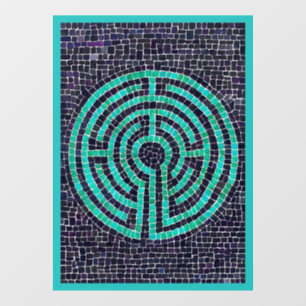 Autocollant Pour Fenêtre LABYRINTH III 8x11 Cling de fenêtre - Turquoise