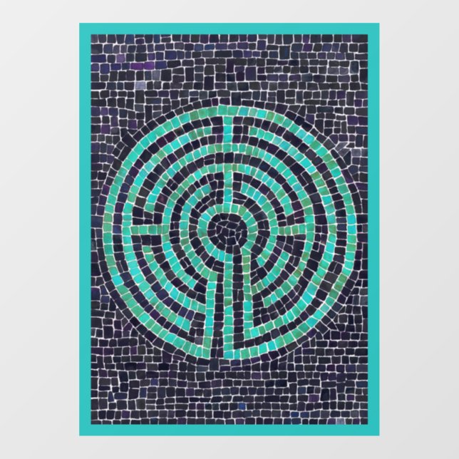 Autocollant Pour Fenêtre LABYRINTH III 8x11 Cling de fenêtre - Turquoise (Feuille)
