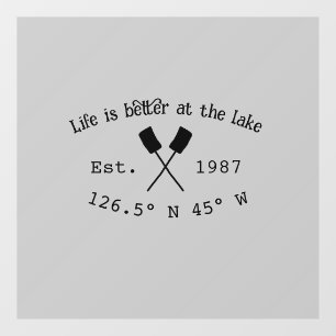 Autocollant Pour Fenêtre Lake house et. Date année coordonnées personnalisé