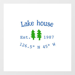 Autocollant Pour Fenêtre Lake house et. Date année coordonnées personnalisé