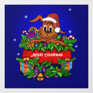 Autocollant Pour Fenêtre Lapin de Noël